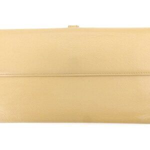 Chanel Purse Coco Button Beige Leather Authentic Used